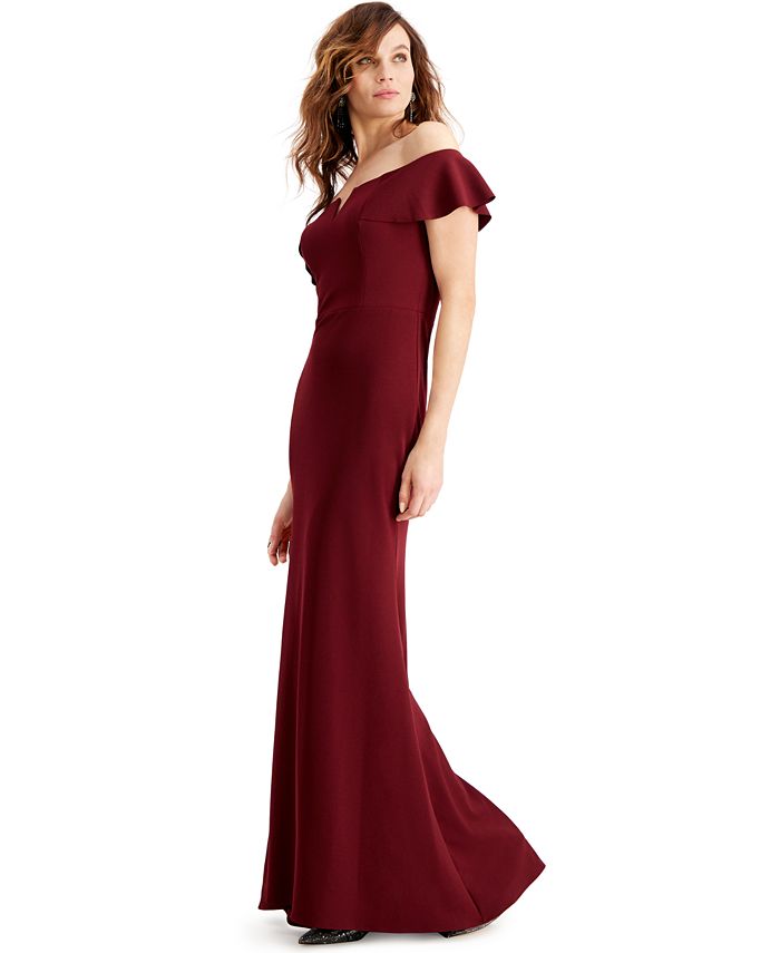 Betsy & Adam Women's Off the Shoulder Gown Red Size 8