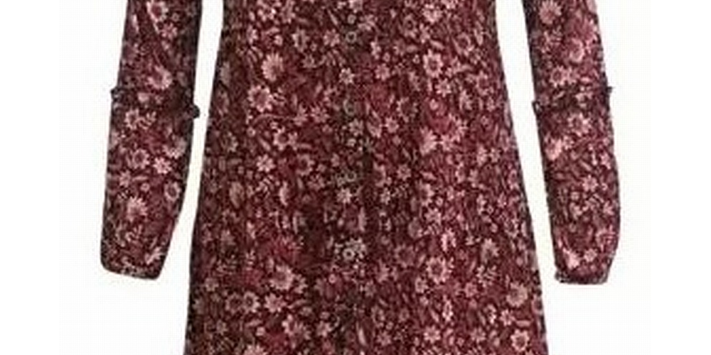 Style & Co. Women's  Button Down Blouse  Floral Dark Pink Size Size Small