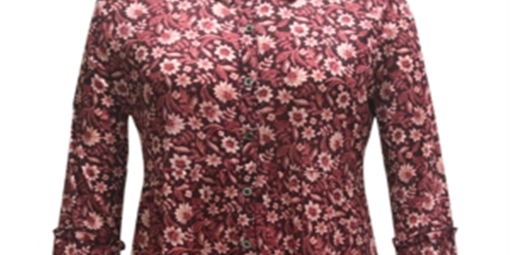 Style & Co. Women's  Button Down Blouse  Floral Dark Pink Size Size Small