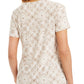 JM Collection Women's Printed Jacquard T-Shirt  Beige Size Small