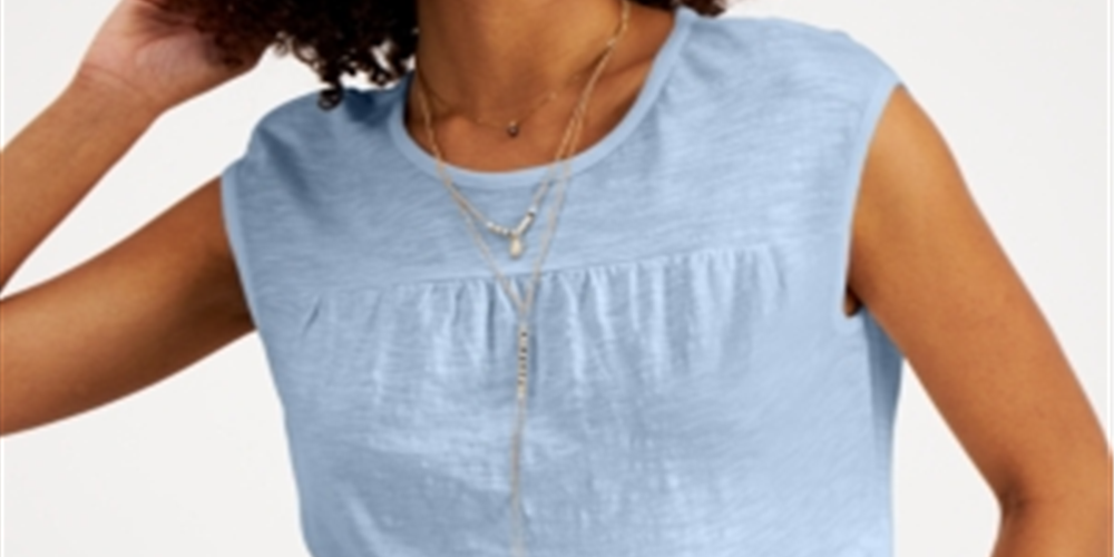 Style & CO Women's Tiered Knit Tank Blue Size Small