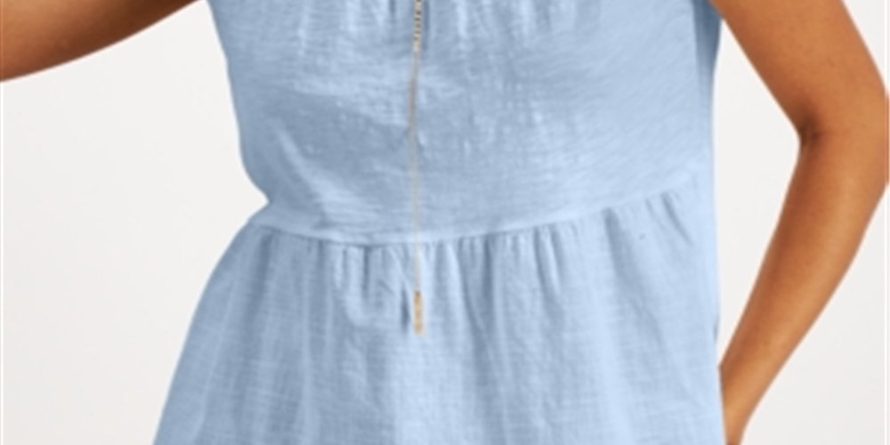 Style & CO Women's Tiered Knit Tank Blue Size Small