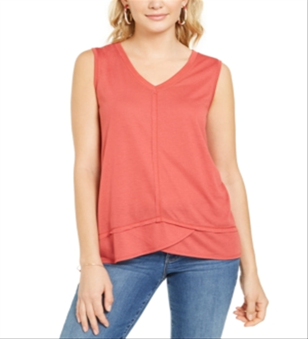Style & Co Women's High-Low Tank Top Coral Depth Size XL