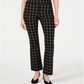 INC Women's Petite Windowpane-Check Bootcut Pants  Black Size 4 P