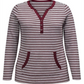 Karen Scott Women's Striped Henley Top  Red Size Size XL