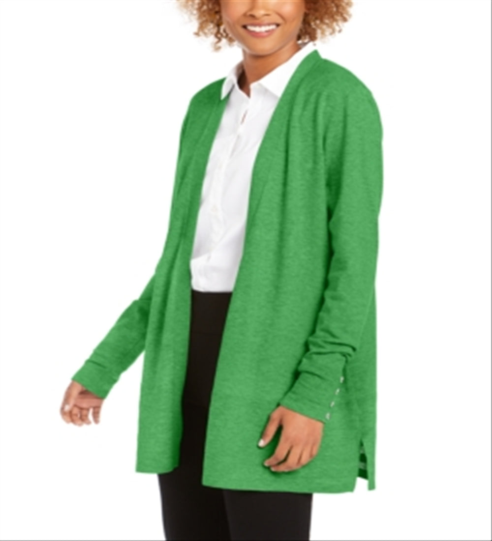Charter Club Women's Open-Front Cardigan Grass Blade Size  S