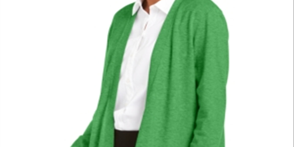Charter Club Women's Open-Front Cardigan Grass Blade Size  S