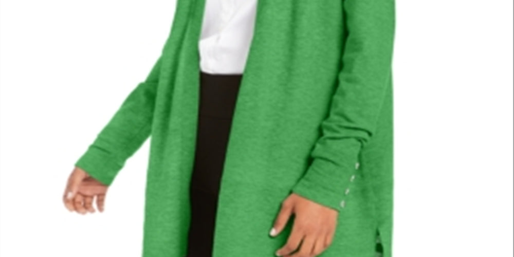 Charter Club Women's Open-Front Cardigan Grass Blade Size  S