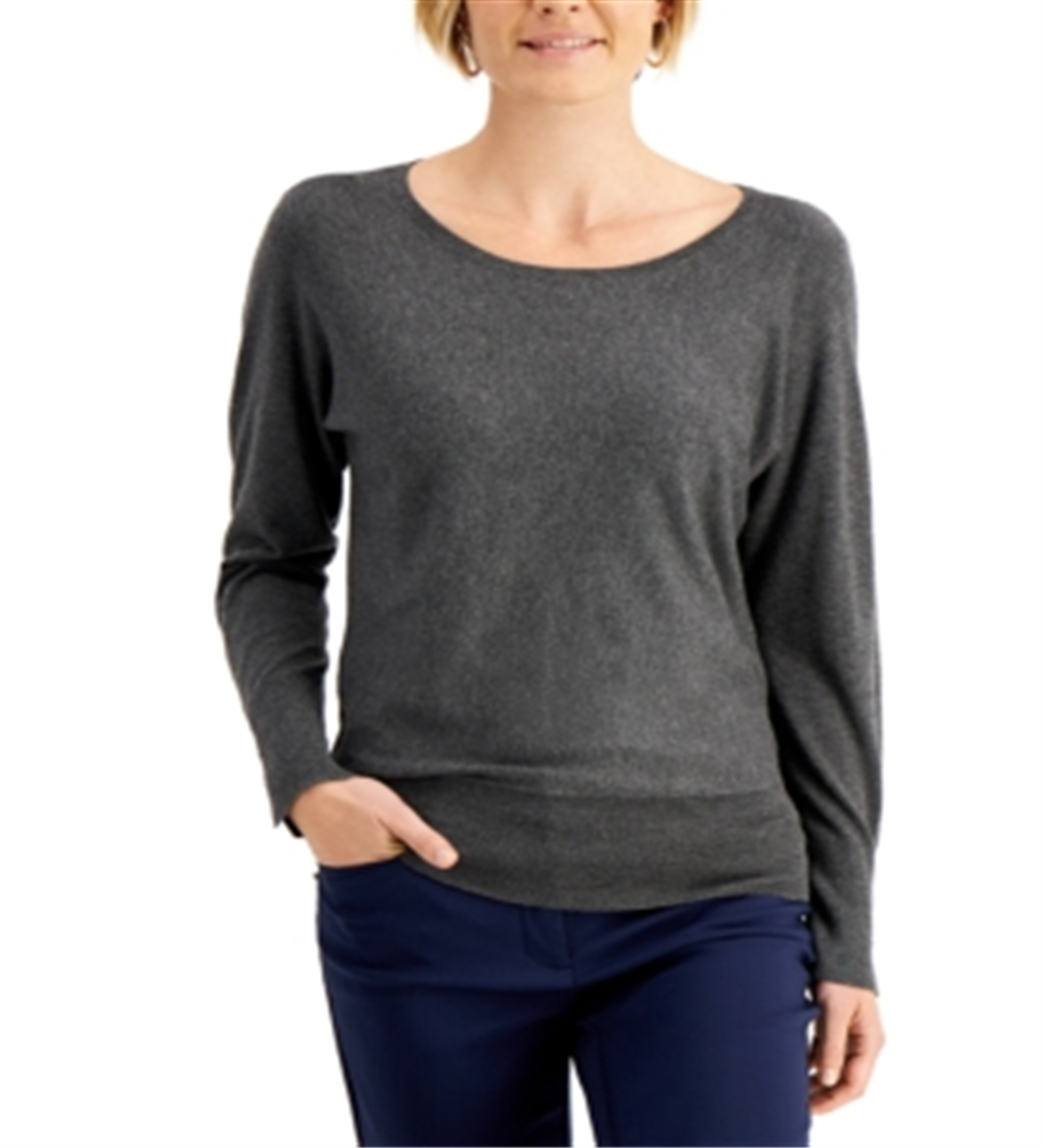 JM Collection Women's  Rivet Dolman-Sleeve Top  Gray Size 2XL