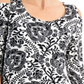 JM Collection Women's Printed Sleeves Cold Shoulder Top Black Size XX-Large