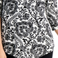 JM Collection Women's Printed Sleeves Cold Shoulder Top Black Size XX-Large