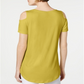 JM Collection Women's Cold-Shoulder Swing T-Shirt Citrus Mustard Size L