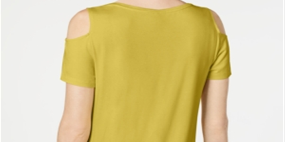 JM Collection Women's Cold-Shoulder Swing T-Shirt Citrus Mustard Size L