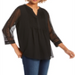 Charter Club Women's  Petite Sheer-Sleeve Pintuck To Deep Black Size PL