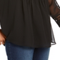 Charter Club Women's  Petite Sheer-Sleeve Pintuck To Deep Black Size PL