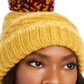 INC Women's  Chenille Striped Multi-Pom Beanie Yellow Size Large
