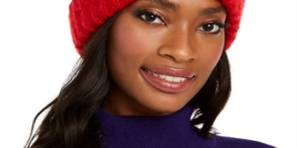 INC International Concepts Women's Chenille Striped Multi Pom Beanie Hat Red Size Regular