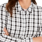 Charter Club Women's Cotton Plaid Shirt White Size Large