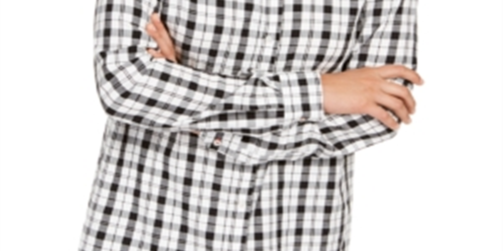 Charter Club Women's Cotton Plaid Shirt White Size Large