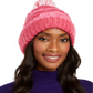 INC International Concepts Women's Chenille Striped Multi Pom Beanie Pink Size Regular