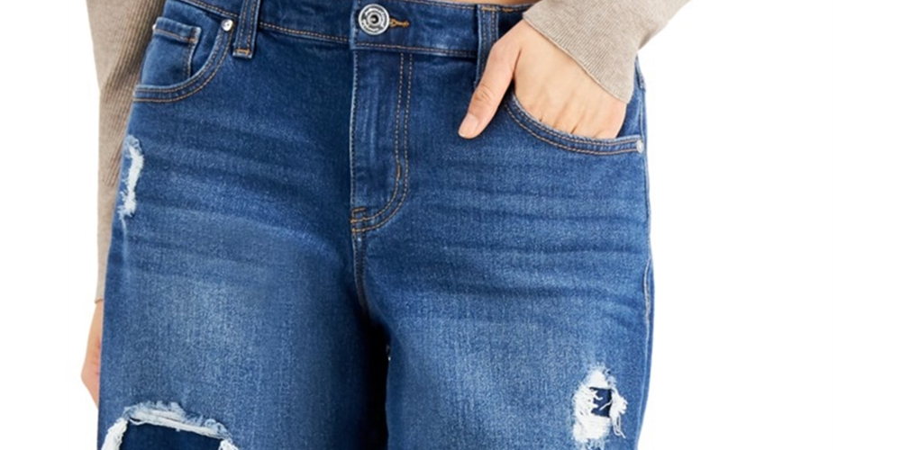 INC International Concepts Women's Patchwork Bermuda Jean Shorts Medium Indigo Size 8