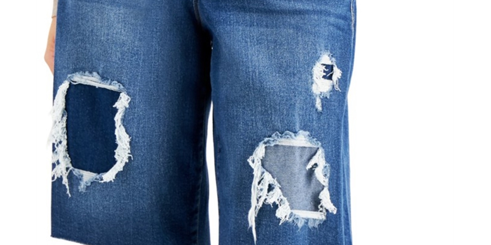 INC International Concepts Women's Patchwork Bermuda Jean Shorts Medium Indigo Size 8