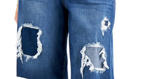 INC International Concepts Women's Patchwork Bermuda Jean Shorts Medium Indigo Size 8