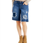 INC International Concepts Women's Patchwork Bermuda Jean Shorts Medium Indigo Size 8