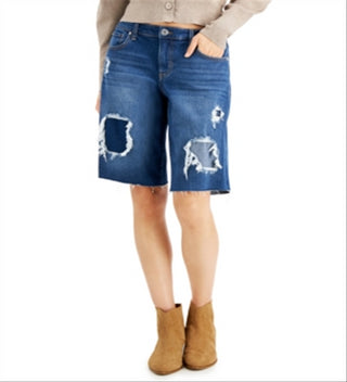 INC International Concepts Women's Patchwork Bermuda Jean Shorts Medium Indigo Size 8