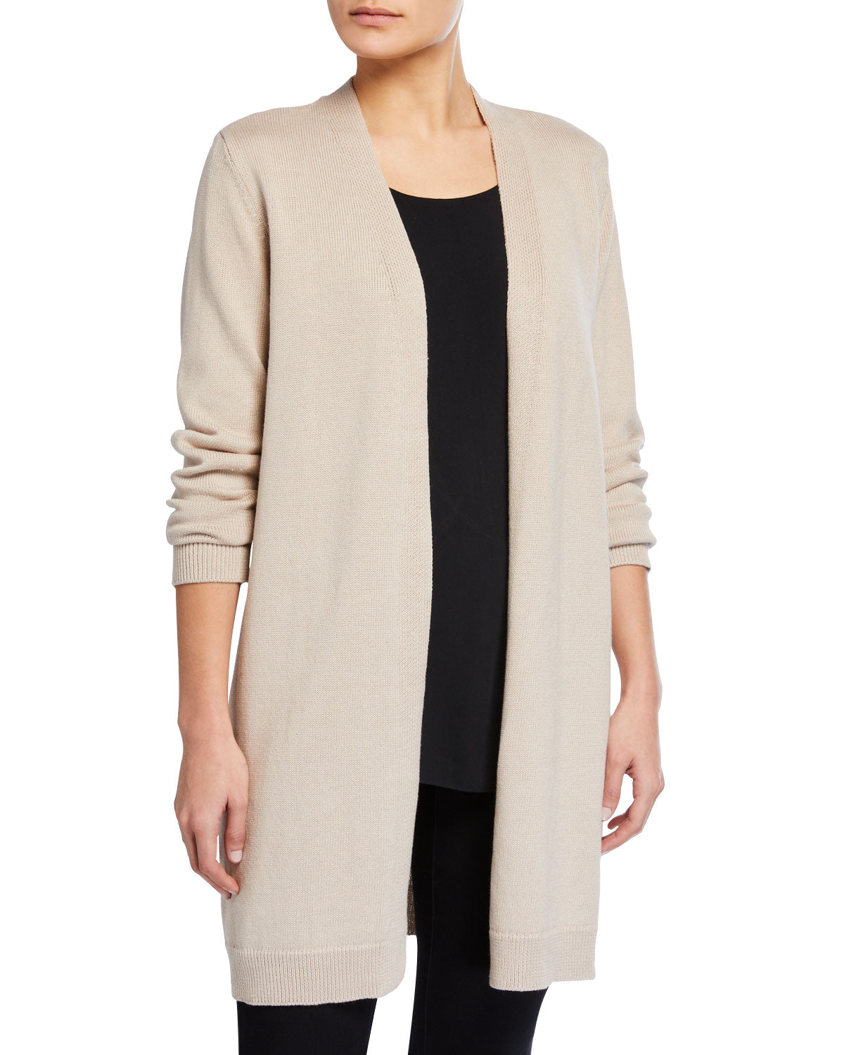 Eileen Fisher Women's Plus Long Linen Cardigan Beige Size 2X
