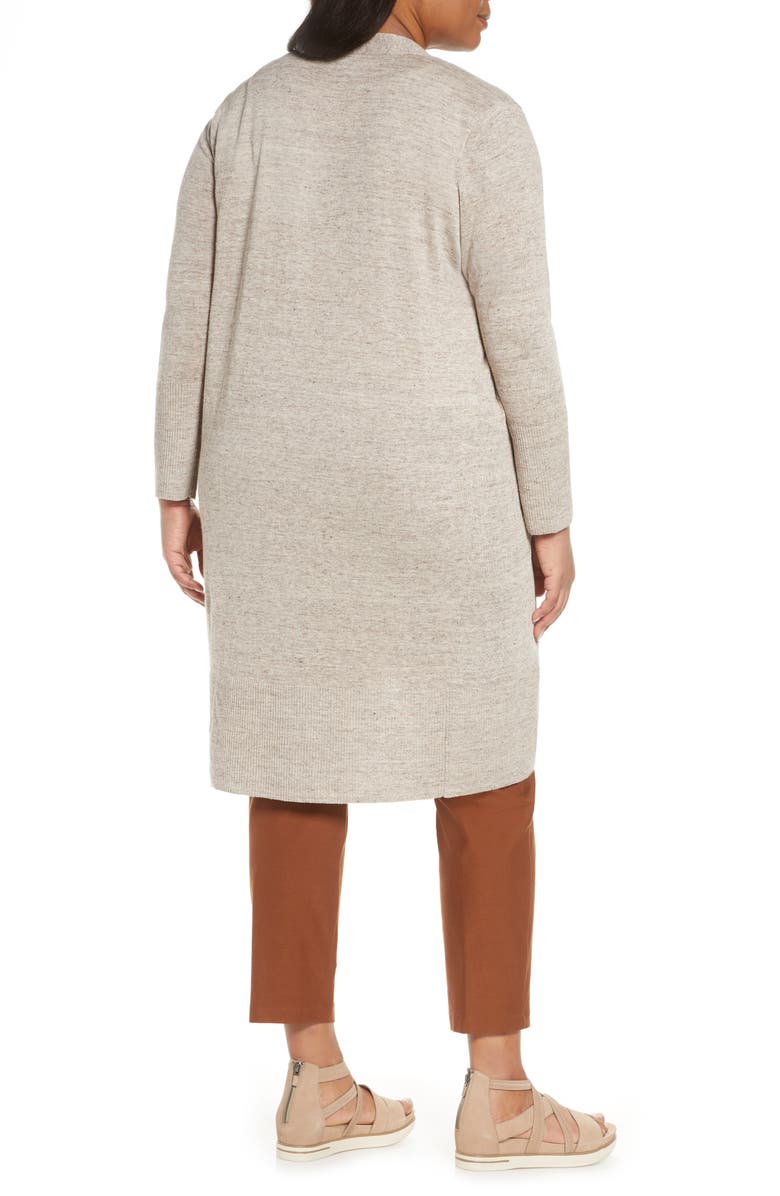 Eileen Fisher Women's Plus Long Linen Cardigan Beige Size 2X