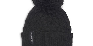 Calvin Klein Solid Cable Knit Beanie Gray One Size