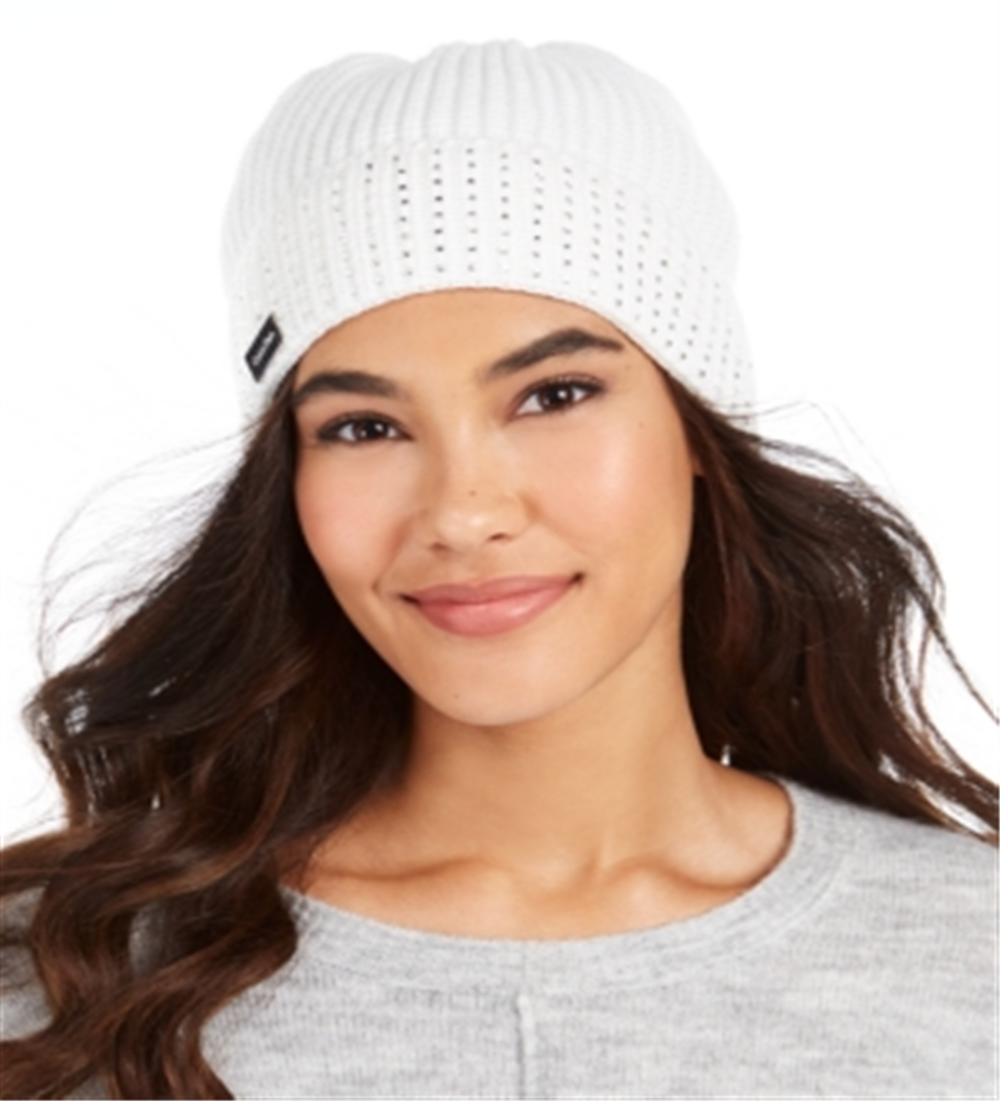 Calvin Klein Women's Studded Beanie Pearl White One Size