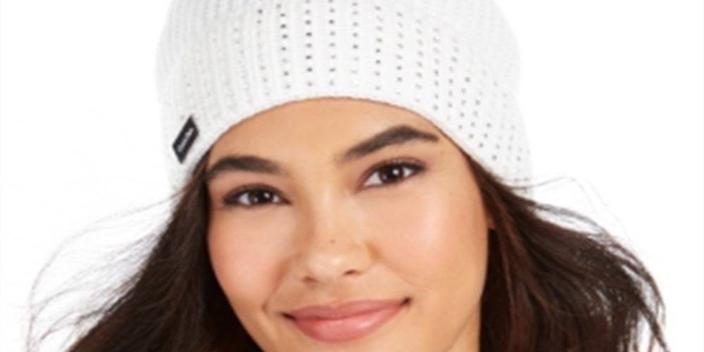 Calvin Klein Women's Studded Beanie Pearl White One Size