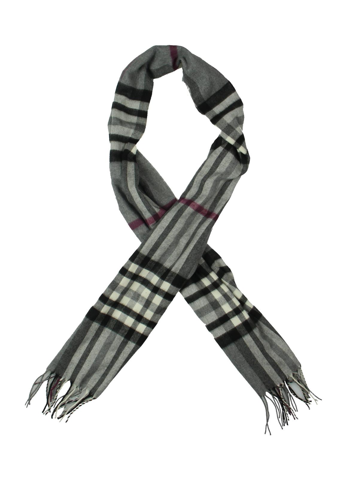 V. Fraas Men's Plaid Fringe Rectangle Scarf Gray One Size
