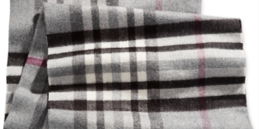 V. Fraas Men's Plaid Fringe Rectangle Scarf Gray One Size