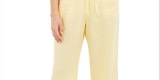 Charter Club Women's Linen Drawstring-Waist Pants  Yellow Size XL