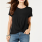 Style & Co Women's Twist-Front Top  - Deep Black Black Size XS