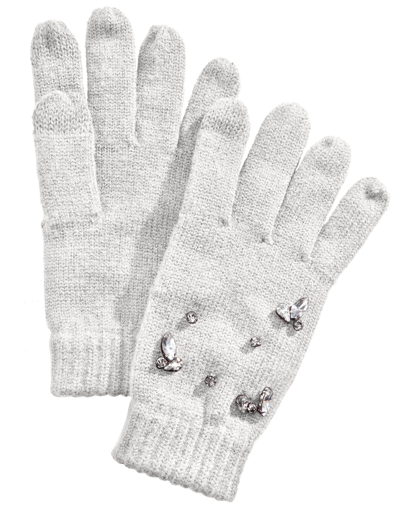 INC Women's Gemstone-Embellished Tech Soft Gloves White One Size