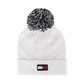 Tommy Hilfige Women's Flag with Two Tone Pom Patch Beanie White One Size