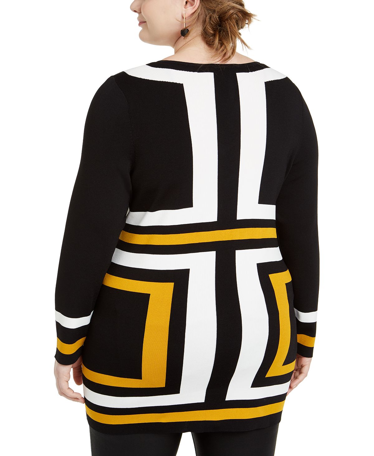 INC Women's Plus Colorblocked Tunic -Black Size -0X