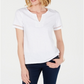 Charter Club Women's Split-Neck Cotton Top Bright White Size XXL