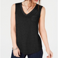 Style & Co Women's Chest-Pocket Burnout Top  Black Size XS