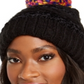 INC International Concepts Women's Chenille Striped Multi-Pom Beanie Hat Black One Size