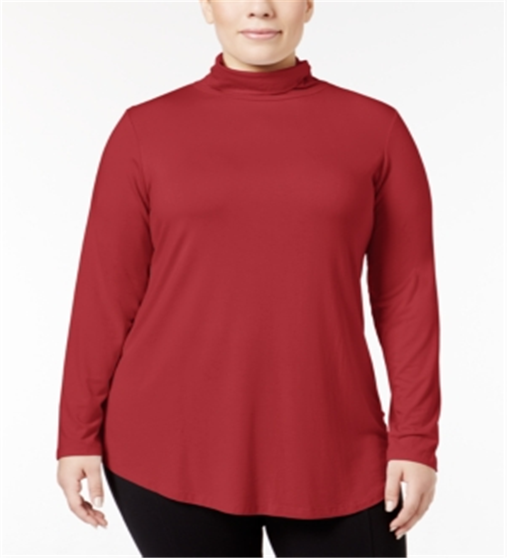 JM Collection Women's Plus Turtleneck Top Red Size 0X