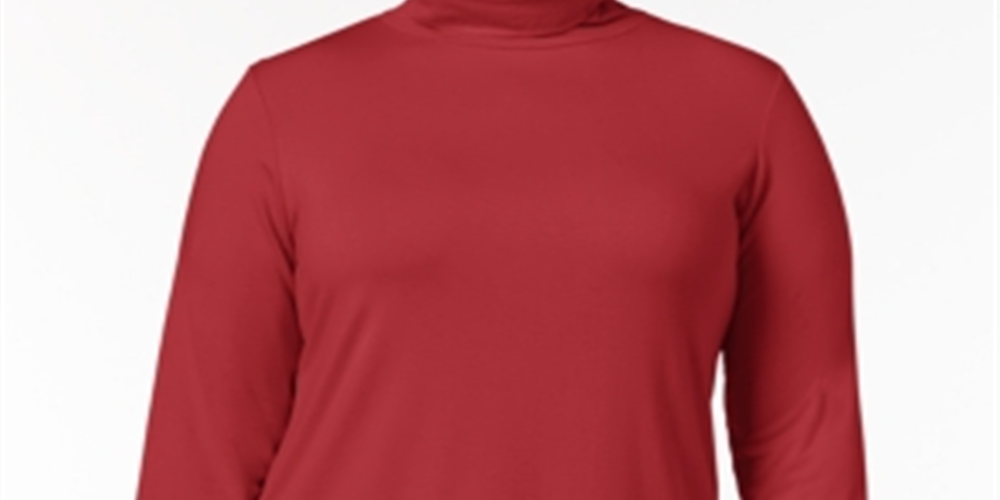 JM Collection Women's Plus Turtleneck Top Red Size 0X