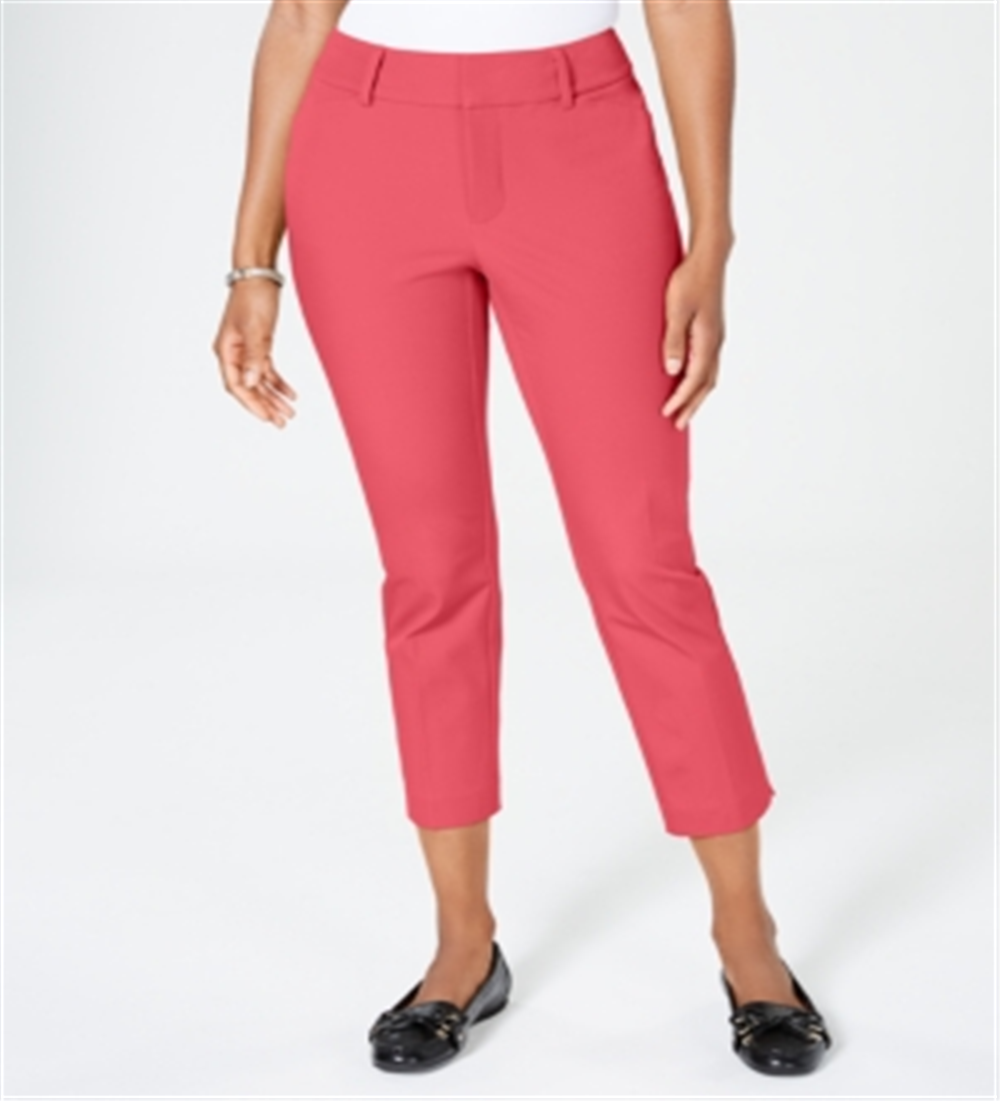 Charter Club Women's Newport Tummy-Control Cropped Pants  Red Size 8
