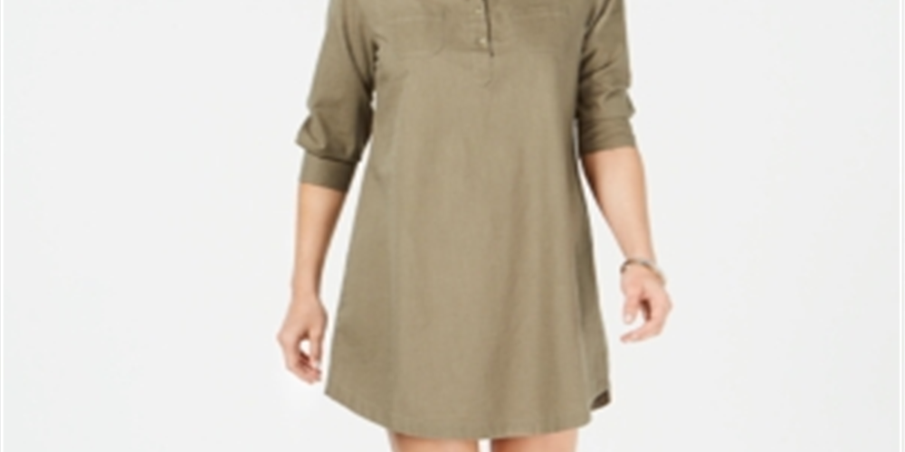 Karen Scott Women's Mini Shirt Dress Green Size X-Small