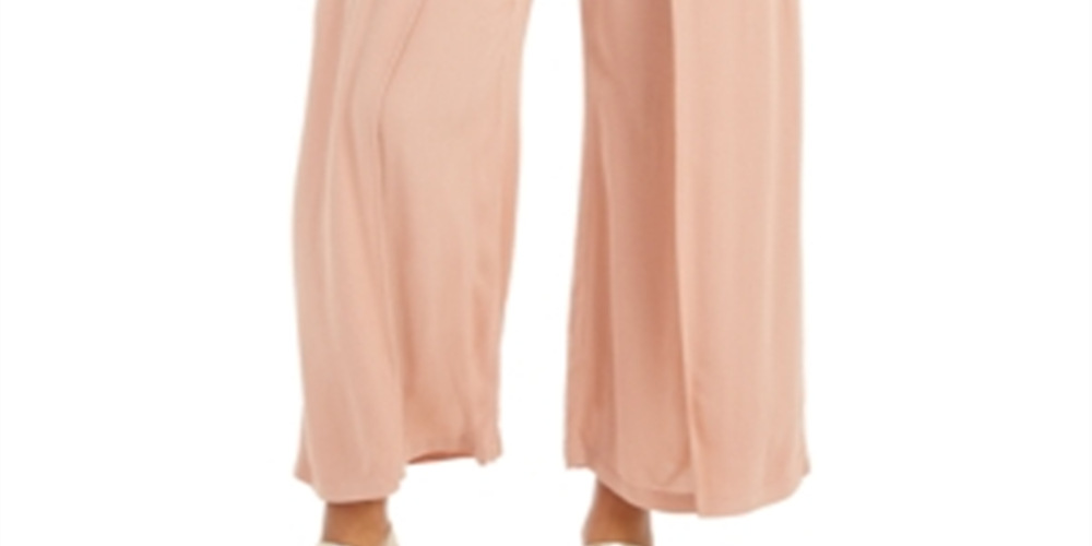 Style & Co Women's Textured Tie-Waist Wide-Leg Pants  Pink Size Medium