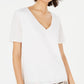 Leyden Women's  Sheer Short Sleeve Scoop Neck Top White Size S